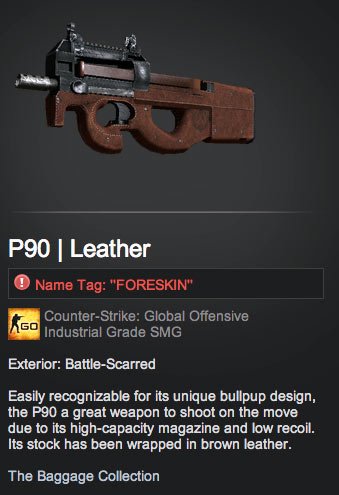 Funny P90 skin name tag